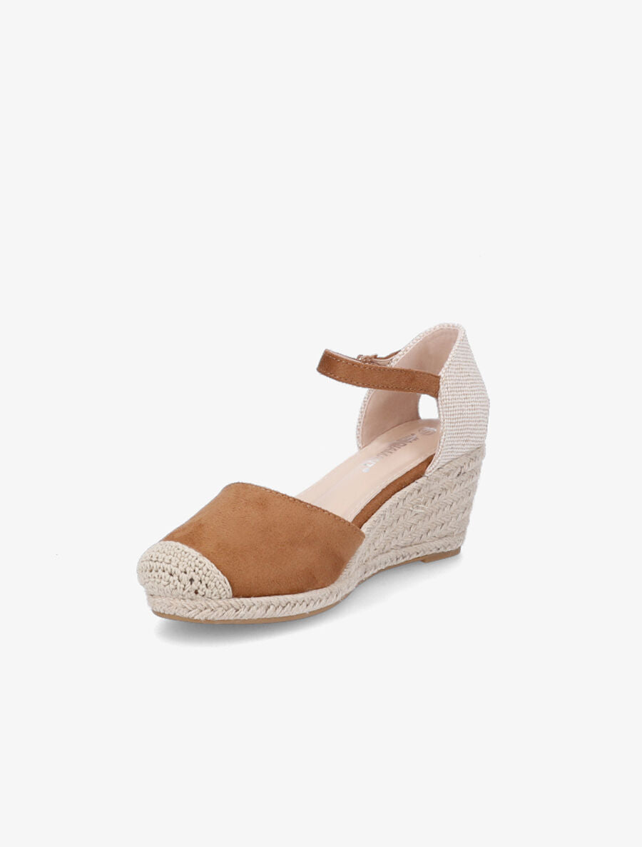 Espadrilles compensées en suédine - Camel - 3