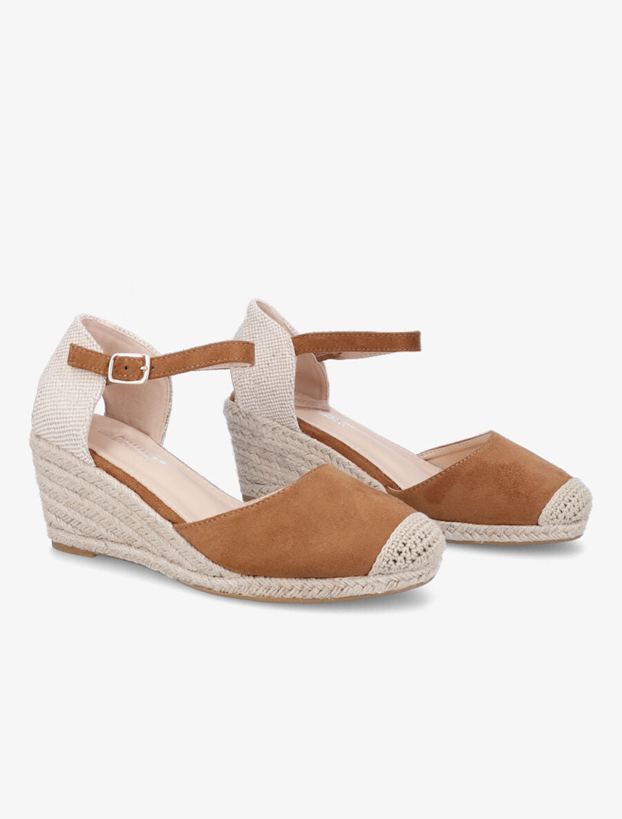 Espadrilles compensées en suédine - Camel - 4