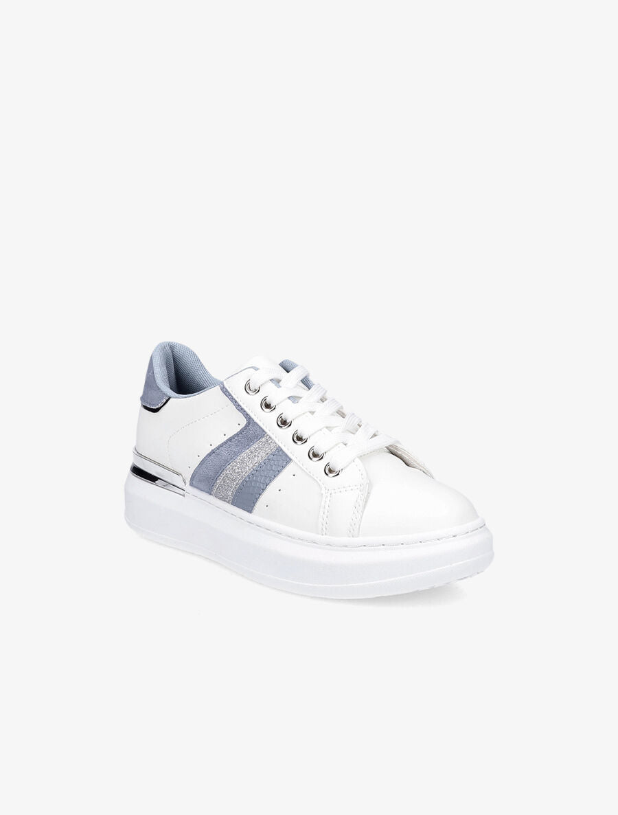 Sneakers à contrefort en suédine et à détail métallique - Bleu ciel - 2