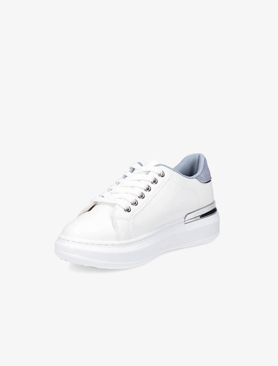 Sneakers à contrefort en suédine et à détail métallique - Bleu ciel - 3
