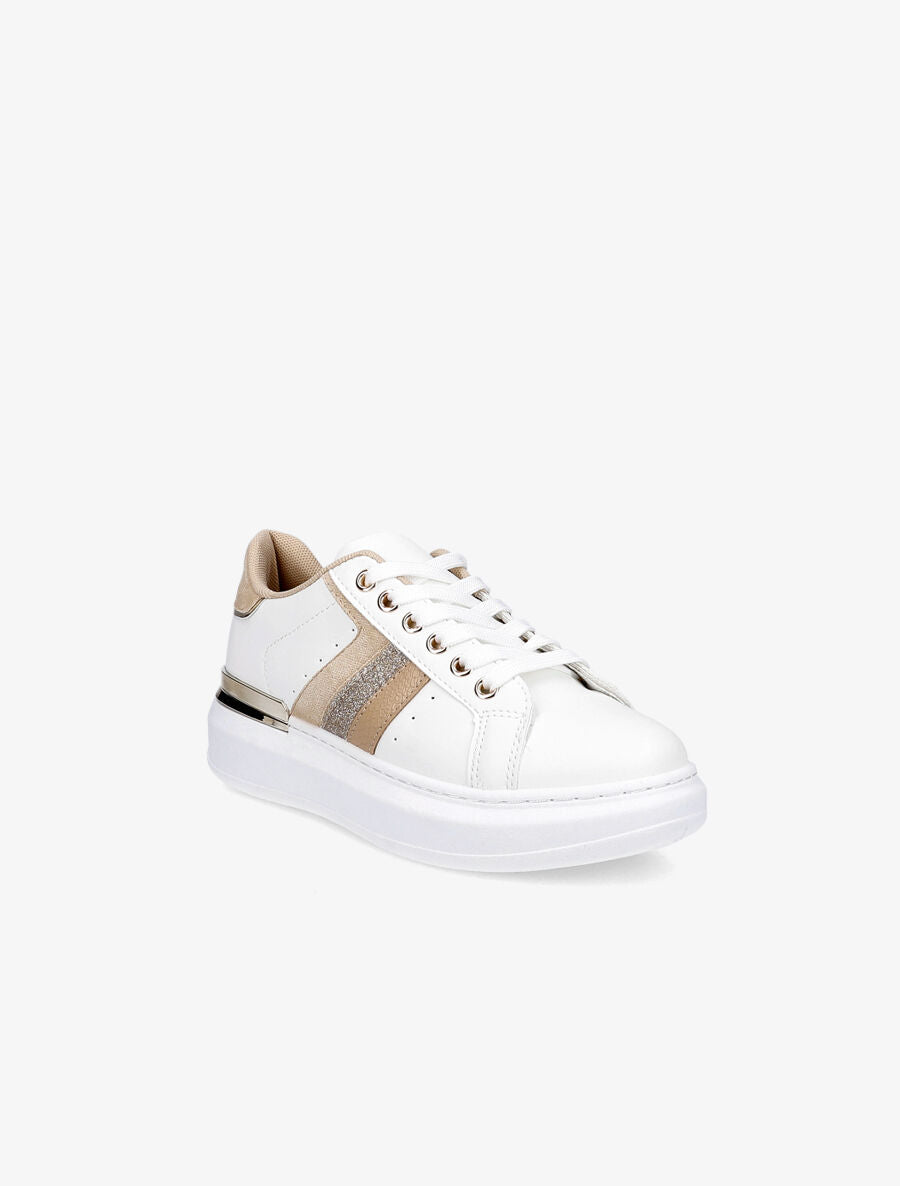 Sneakers à contrefort en suédine et à détail métallique - Or - 2