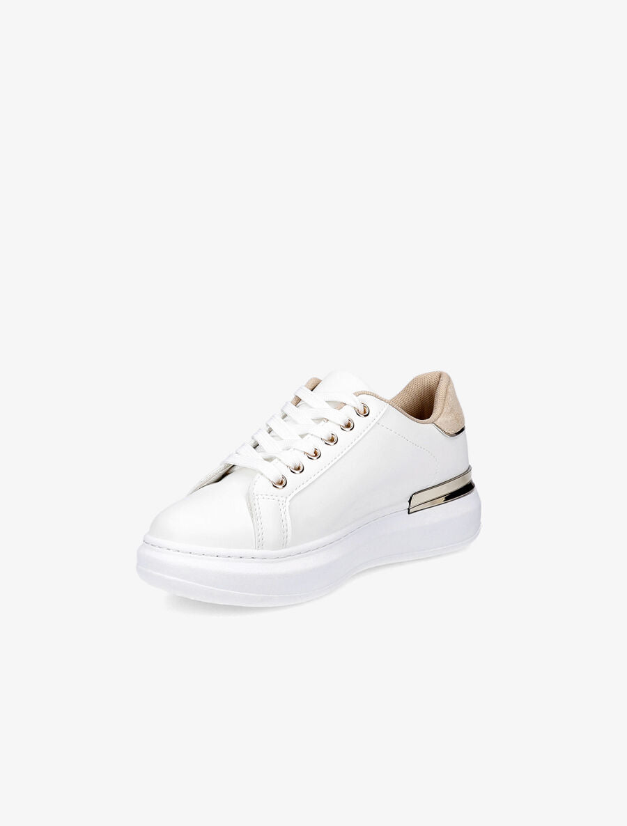 Sneakers à contrefort en suédine et à détail métallique - Or - 3