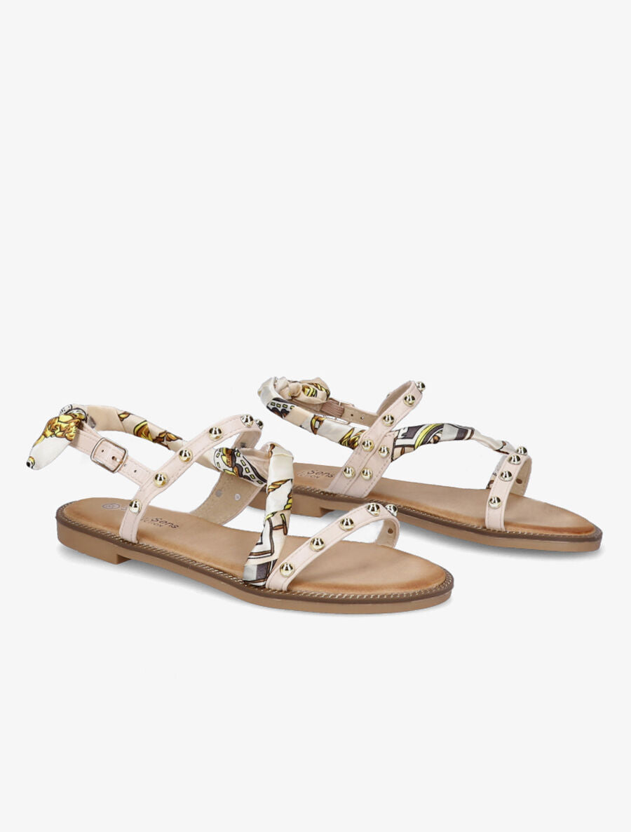 Nu-pieds à clous et foulard - Beige - 4