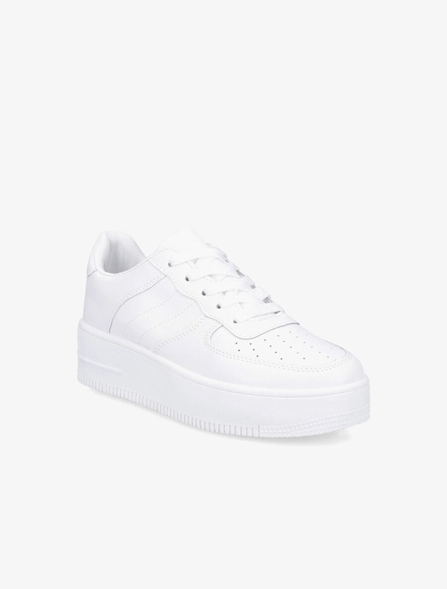 Baskets uni en simili - Blanc - 2