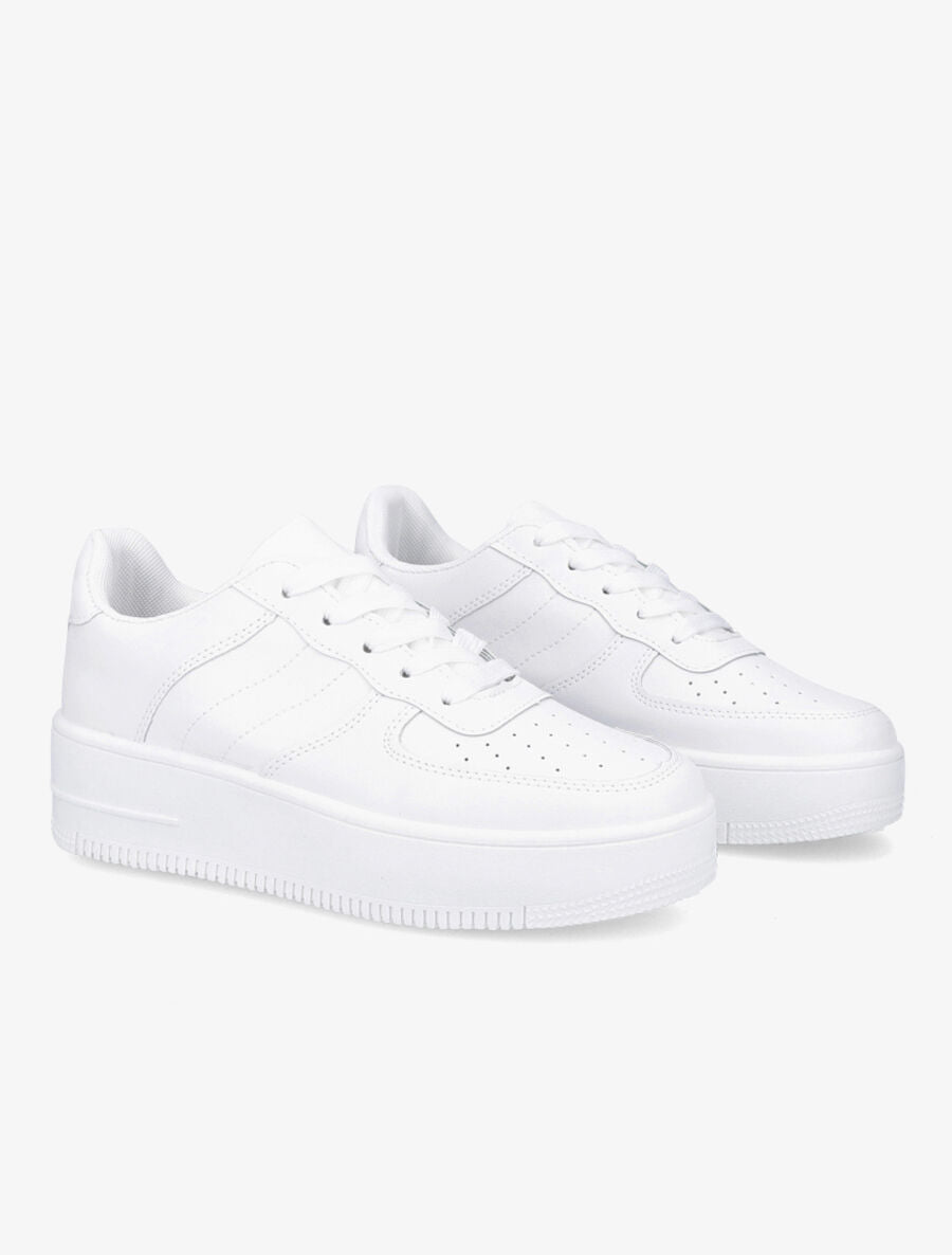 Baskets uni en simili - Blanc - 4