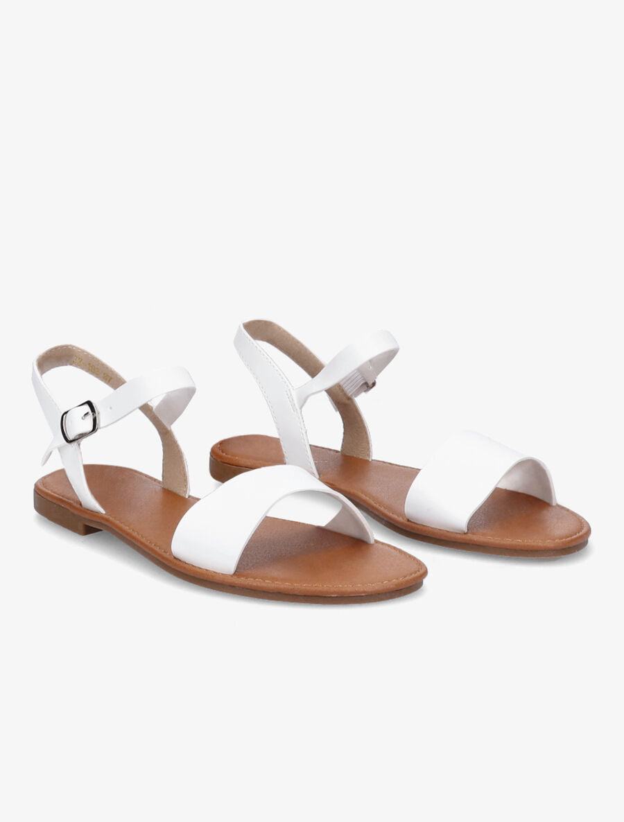 Nu-pieds basiques en simili - Blanc - 4