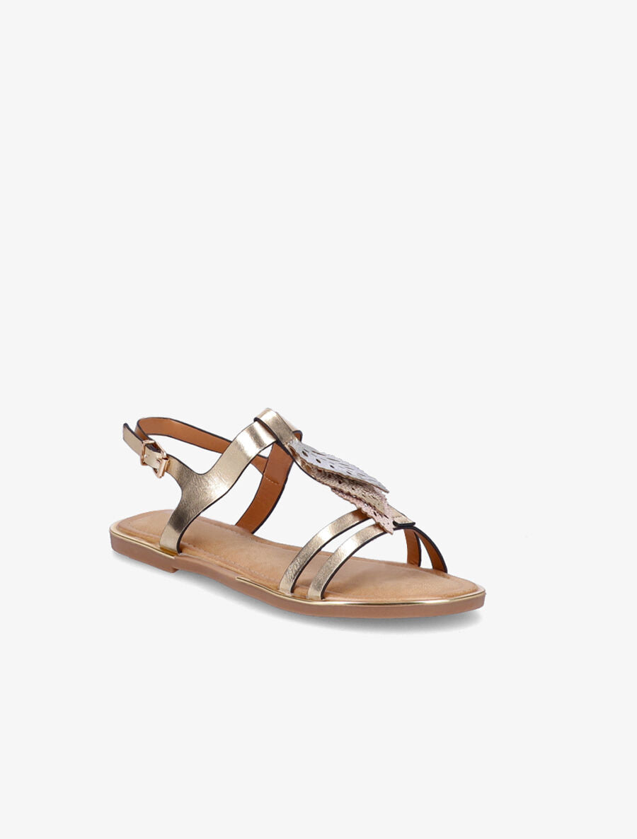 Nu-pieds métallisés à feuilles - Or - 1