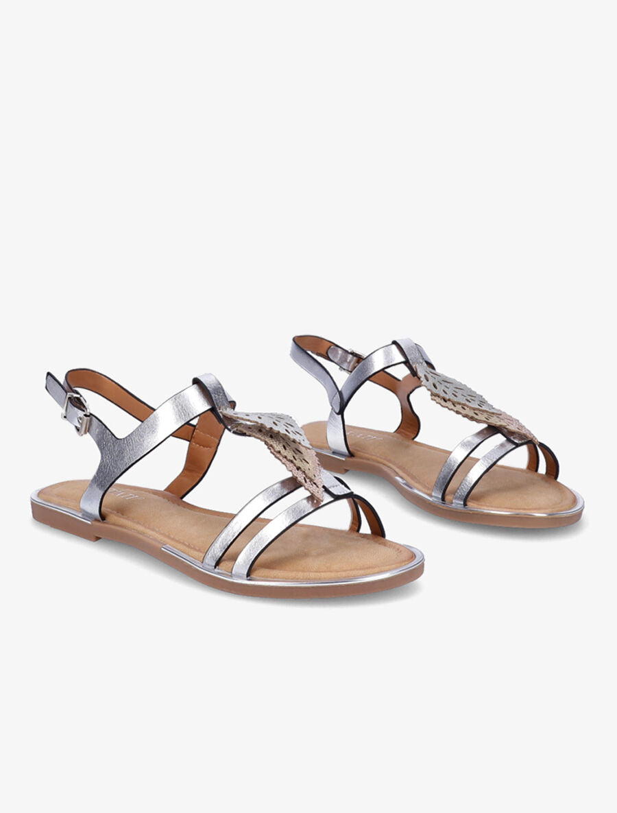 Nu-pieds métallisés à feuilles - Argent - 4