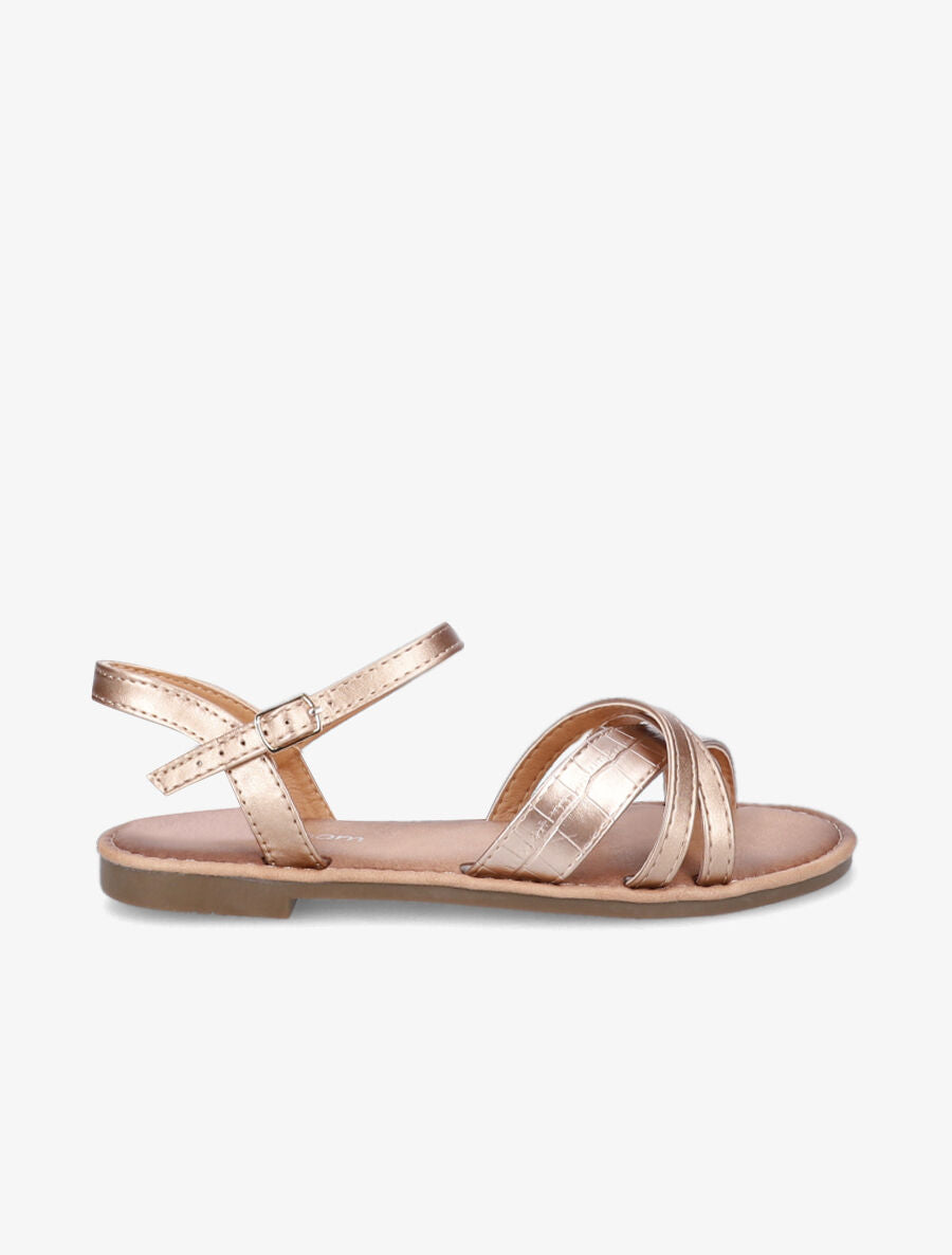 Nu-pieds croisés et irisés effet croco - Rose gold - 2