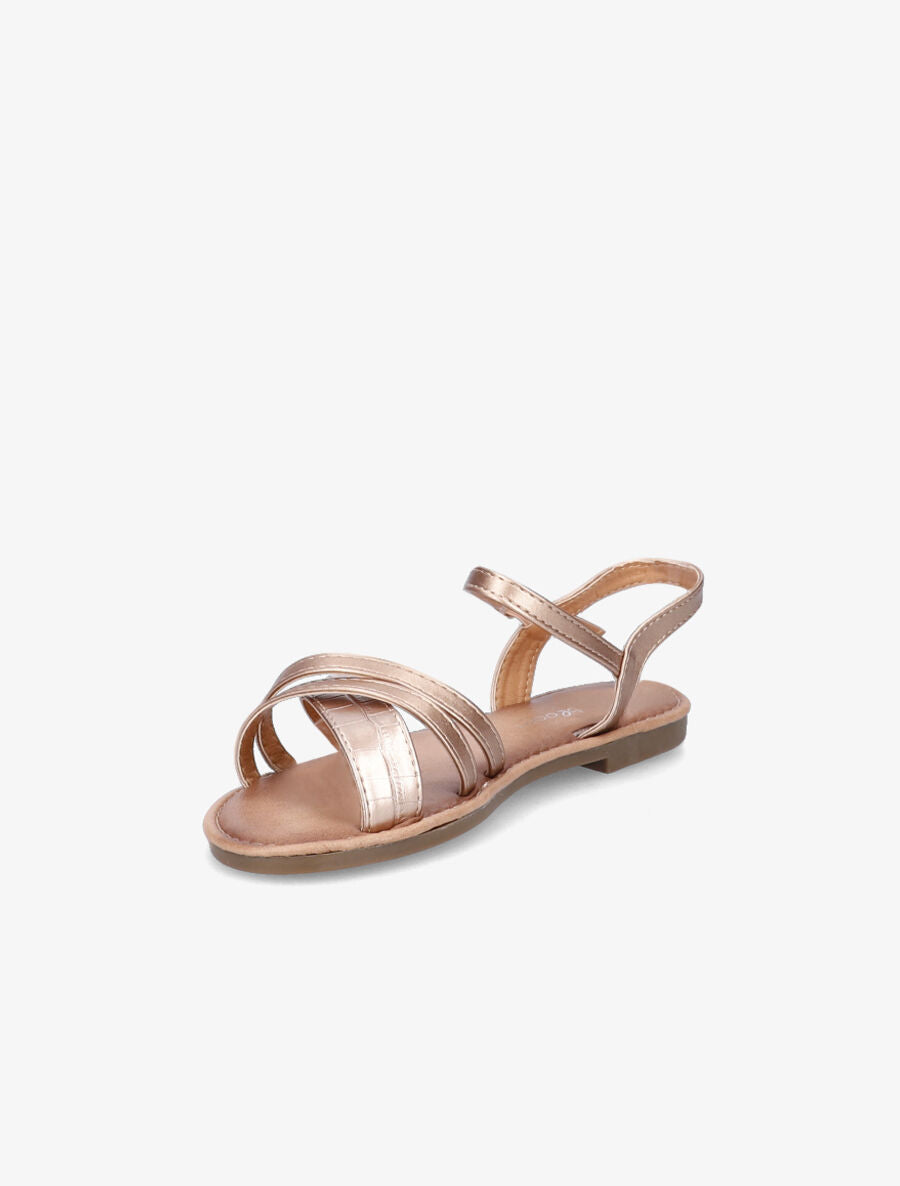 Nu-pieds croisés et irisés effet croco - Rose gold - 3