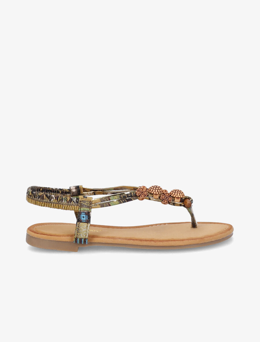 Nu-pieds à empiècements en bois - Vert - 2