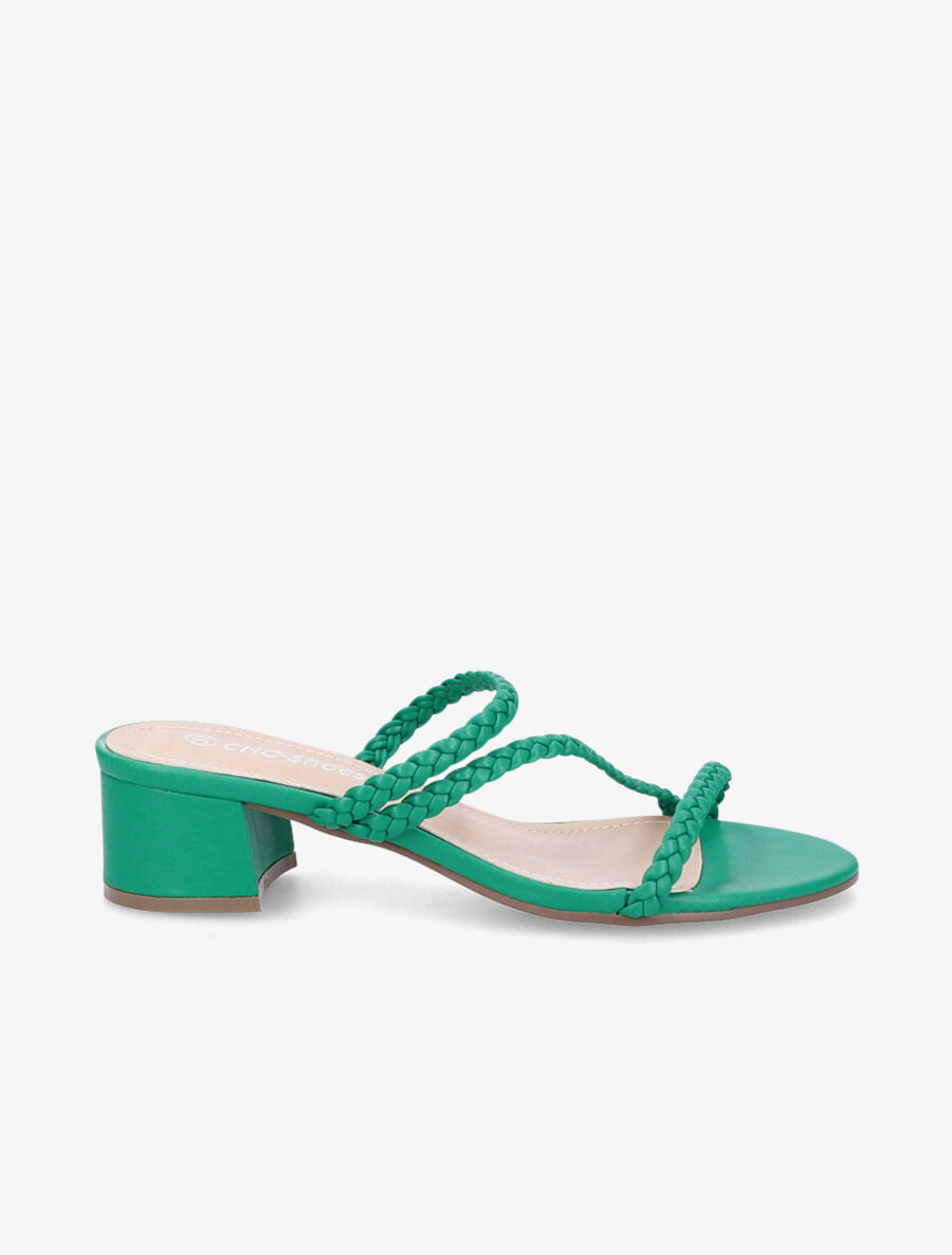 Mules à brides tressées - Vert - 5