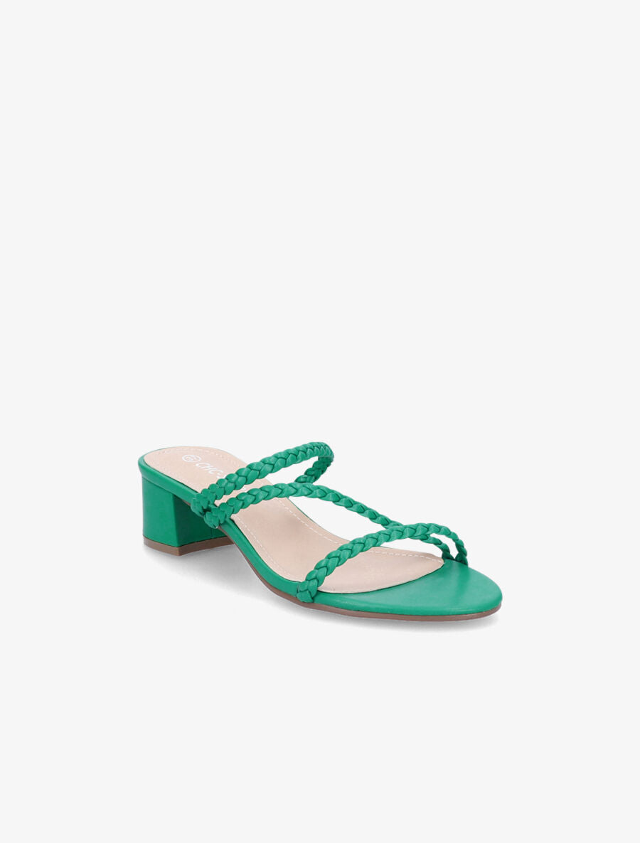 Mules à brides tressées - Vert - 2
