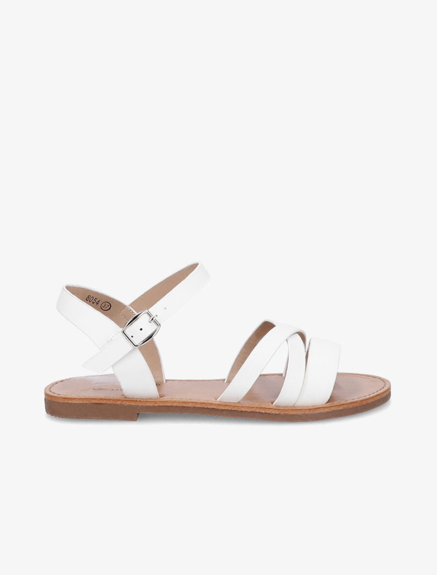 Nu-pieds entrelacés en simili - Blanc - 6