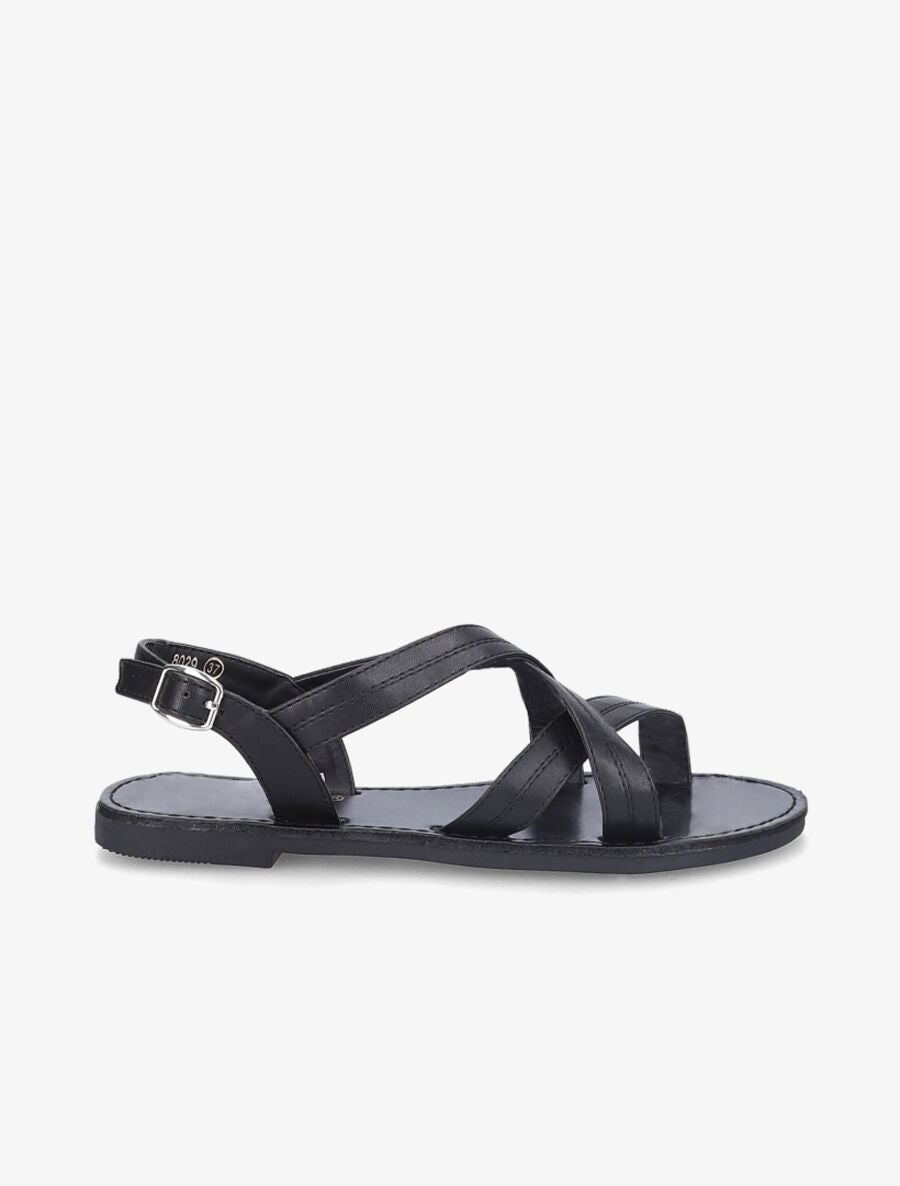 Nu-pieds croisés en simili - Noir - 6