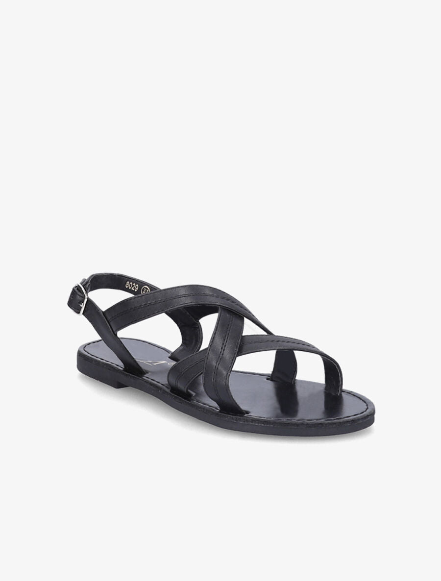 Nu-pieds croisés en simili - Noir - 3