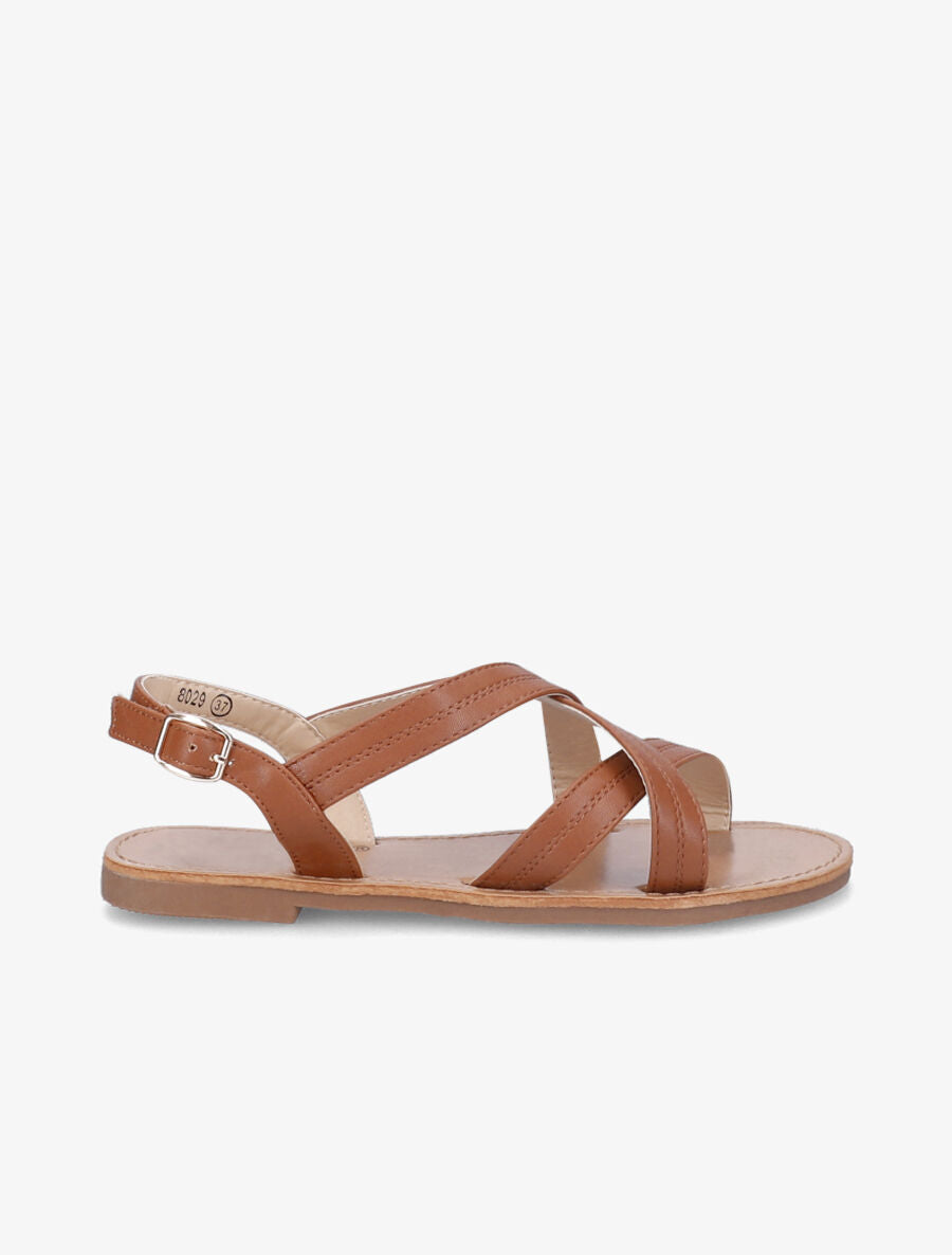 Nu-pieds croisés en simili - Camel - 3