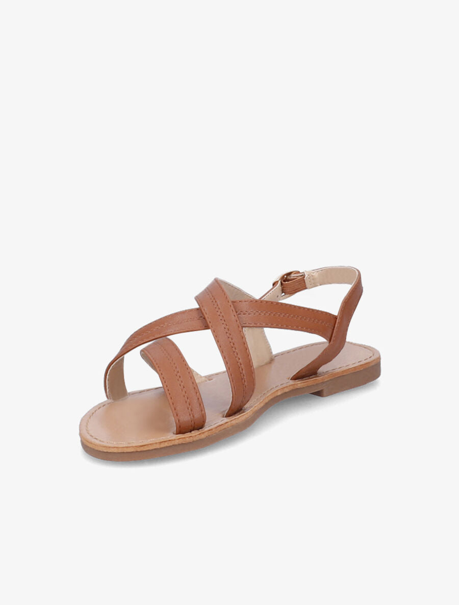 Nu-pieds croisés en simili - Camel - 5