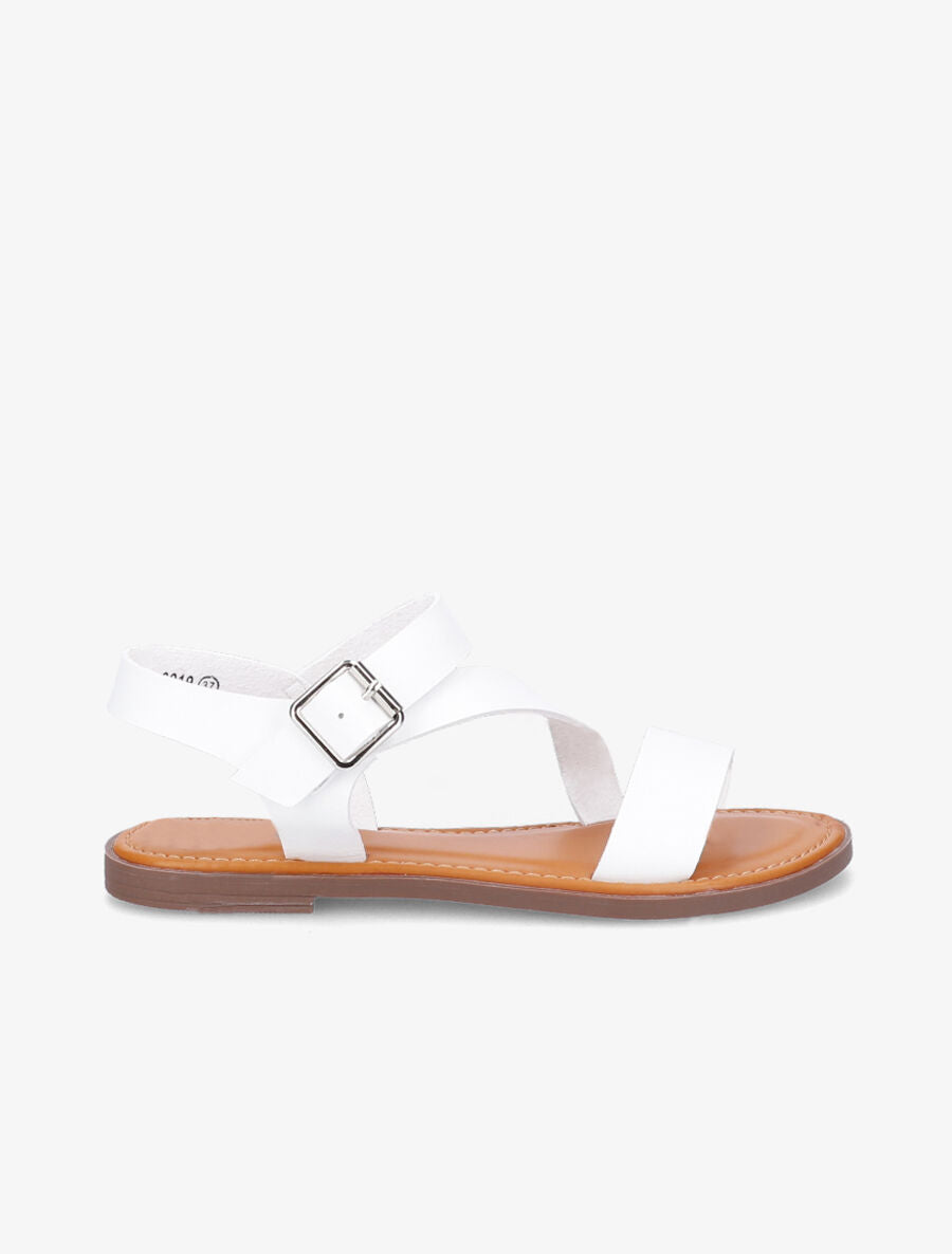 Nu-pieds à bride en biais - Blanc - 2
