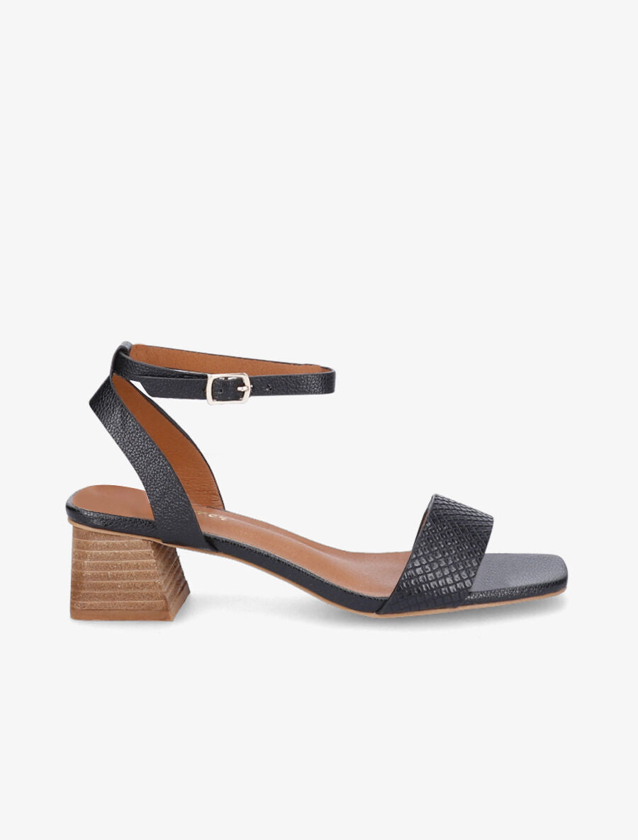 Sandales à ganse effet croco - Noir - 1