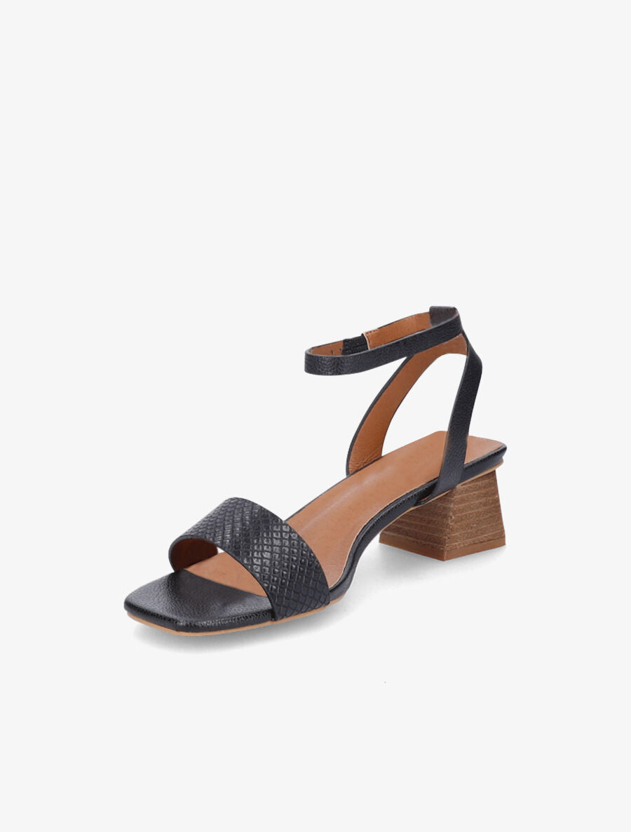 Sandales à ganse effet croco - Noir - 3