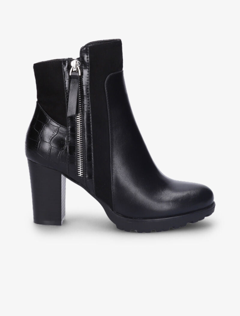 Bottines montantes à contrefort effet croco - Noir - 2