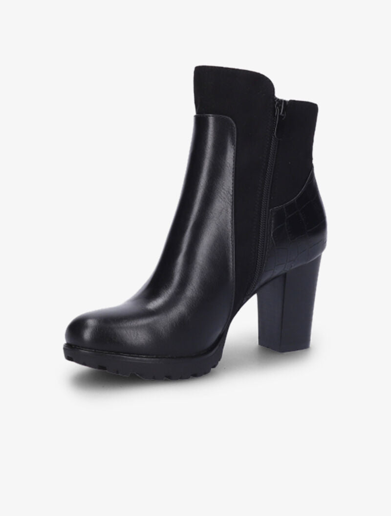 Bottines montantes à contrefort effet croco - Noir - 4