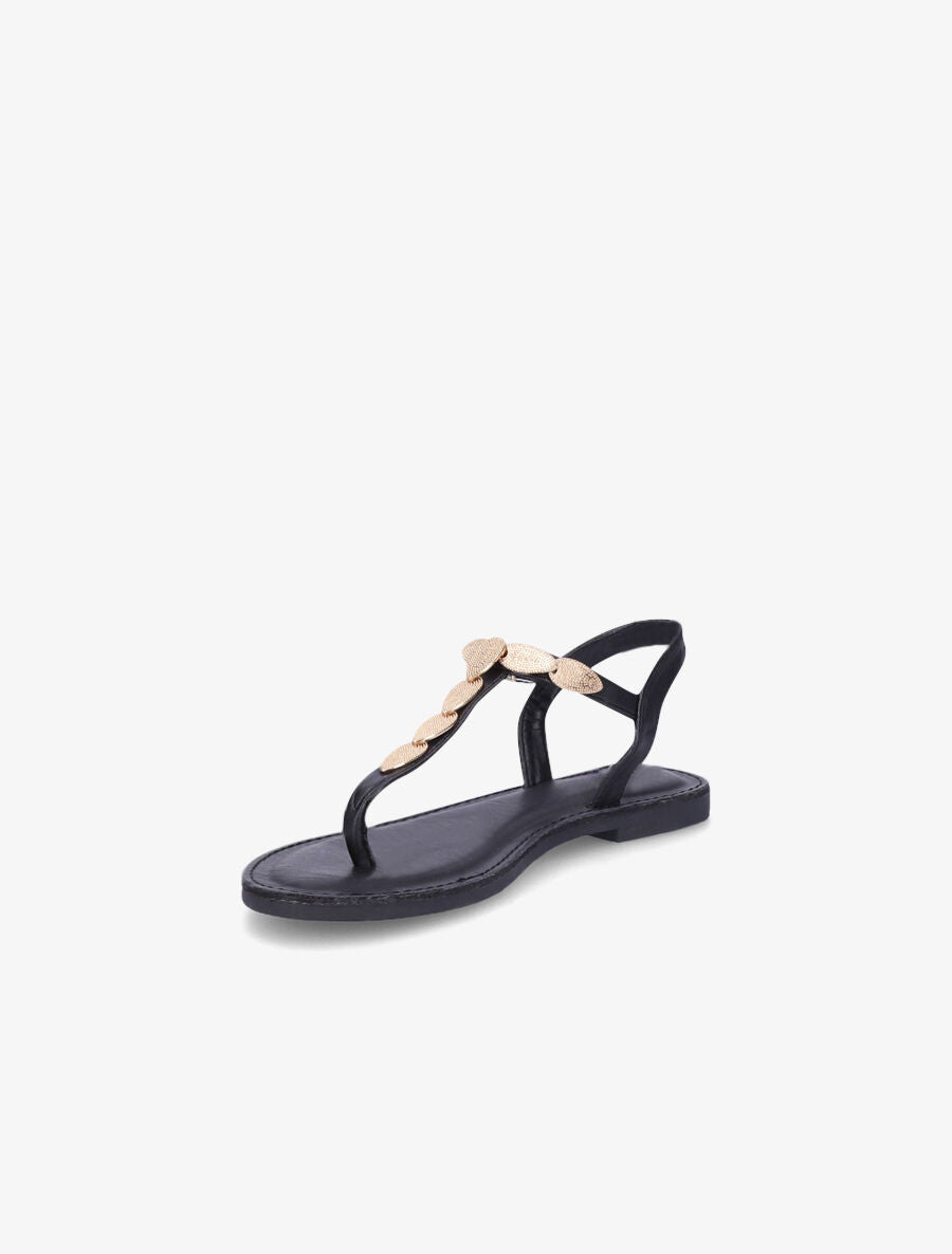 Nu-pieds à empiècements feuilles métalliques - Noir - 3