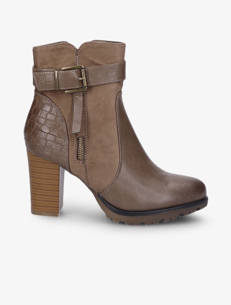 Bottines montantes à sangle et contrefort tressés - Taupe - 5