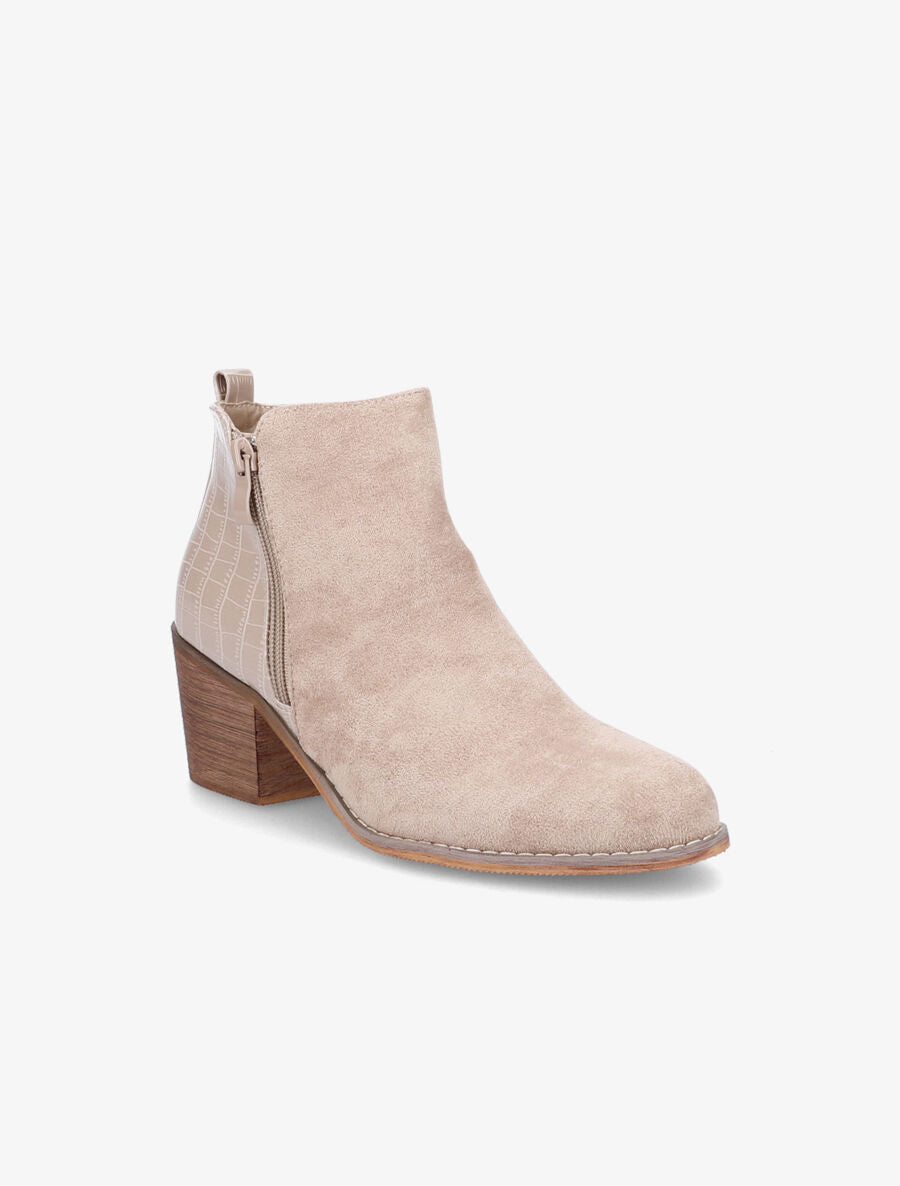 Bottines bi-matière - Beige - 2