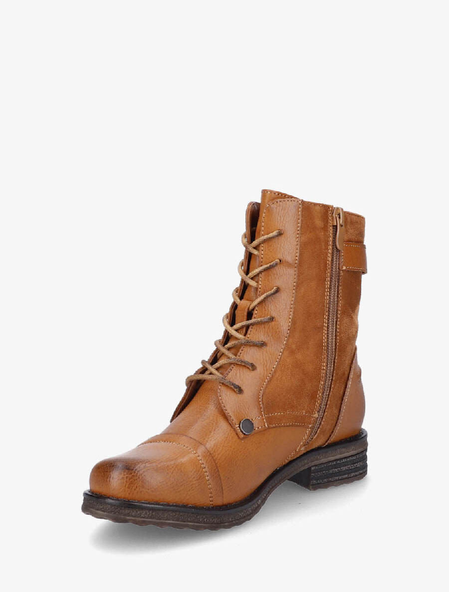 Bottines montantes bi-matière à sangle - Camel - 4
