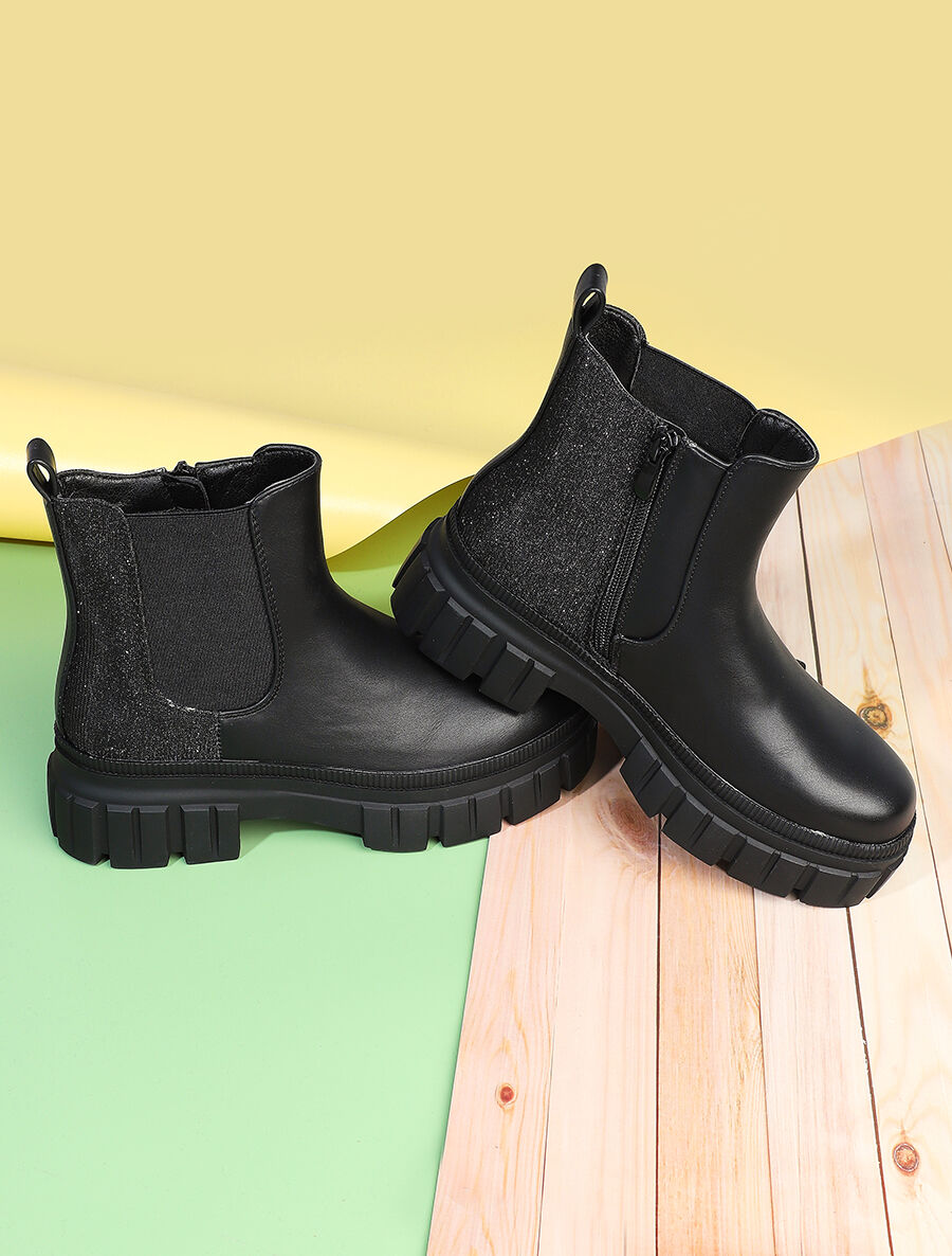 Boots pailletées à semelle crantée - Noir - 5