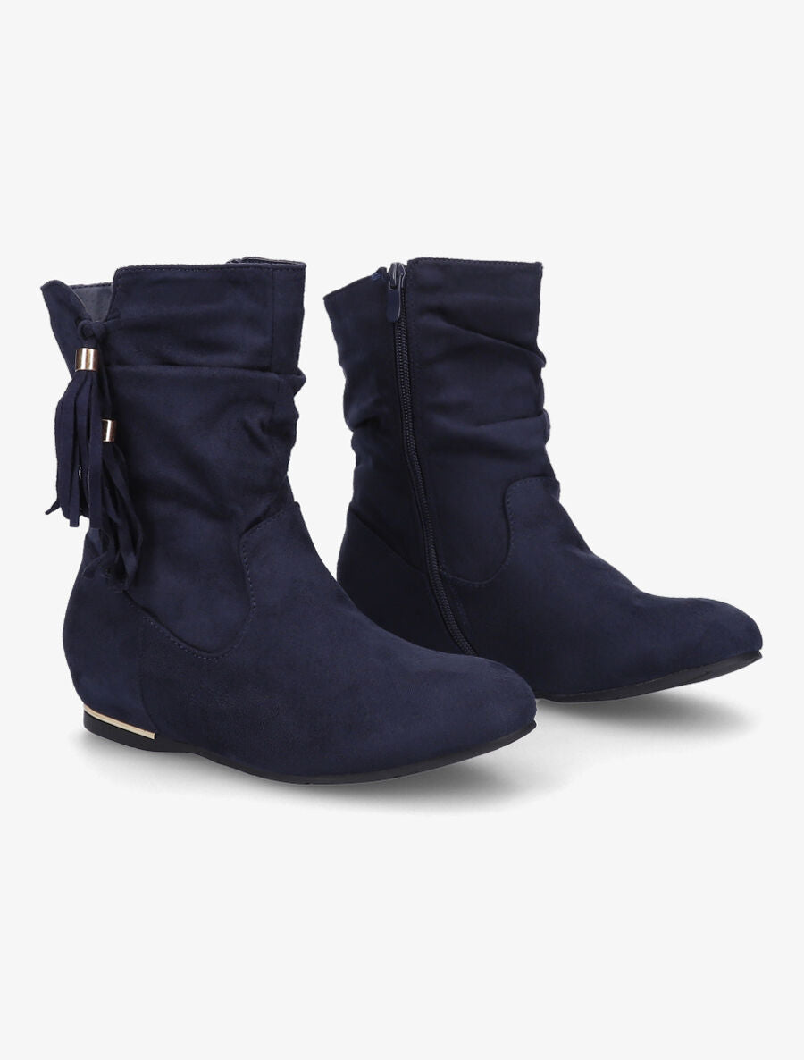 Bottines compensées en suédine - Marine - 4
