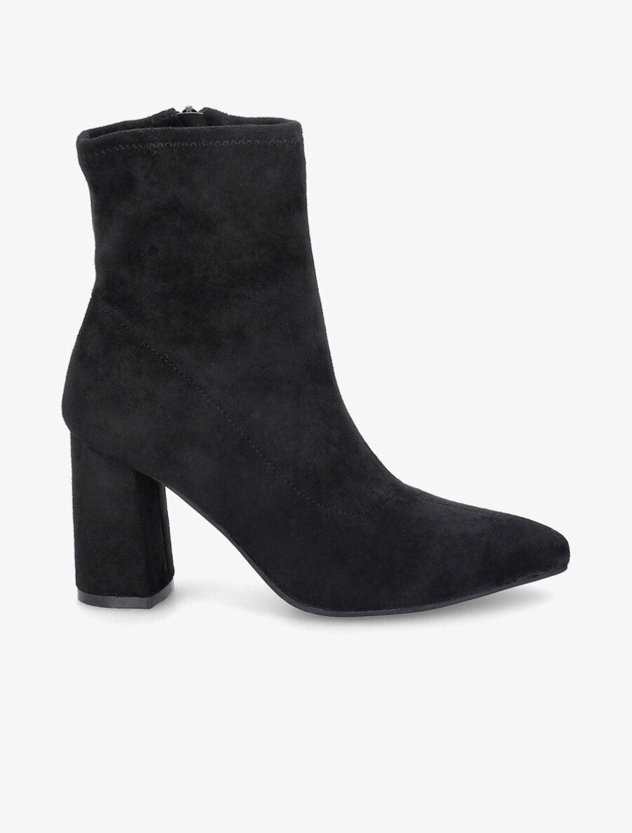Bottines pointues en suédine souple - Noir - 1