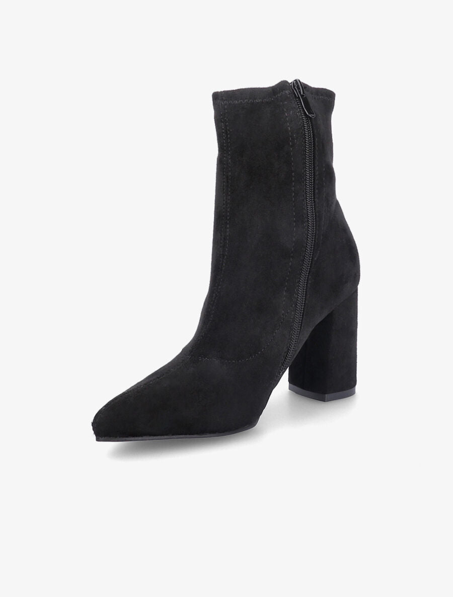Bottines pointues en suédine souple - Noir - 3