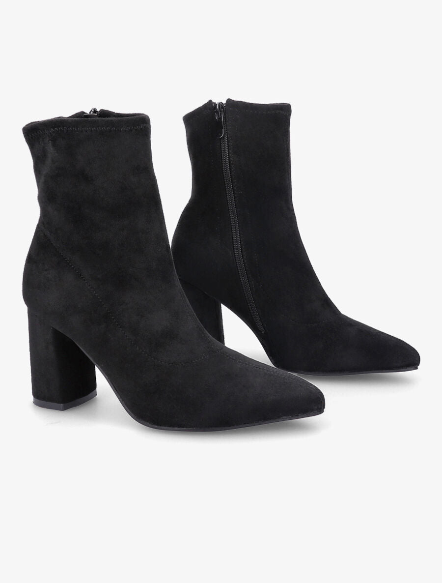 Bottines pointues en suédine souple - Noir - 4