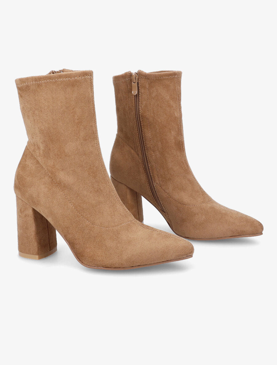 Bottines pointues en suédine souple - Taupe - 4