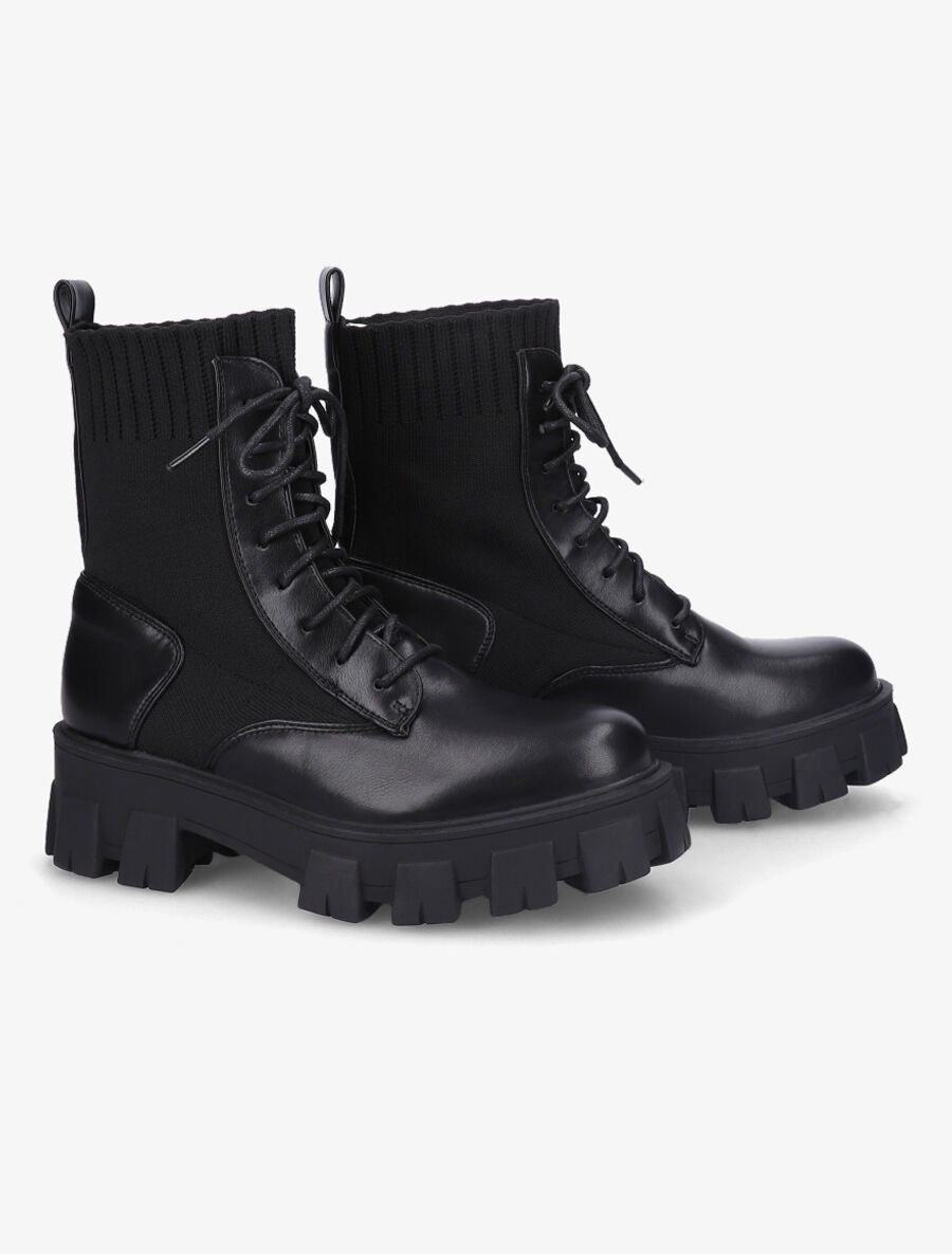Boots style biker bimatière - Noir - 4