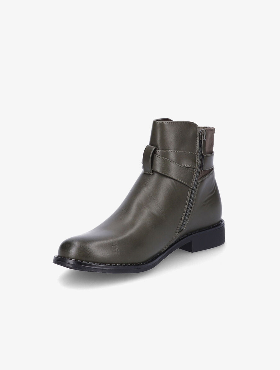 Boots bimatière et lanières croisées - Vert foncé - 3