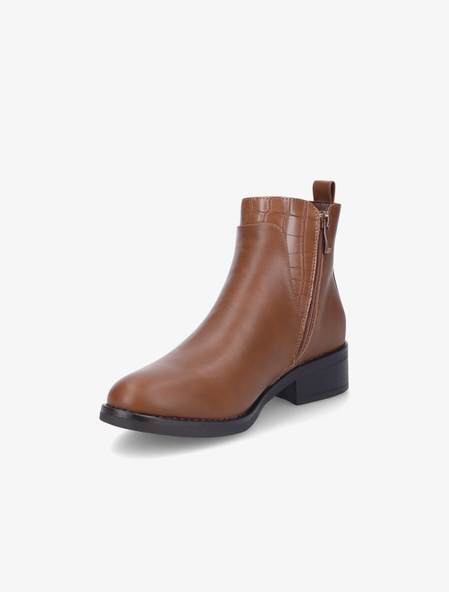 Bottines à cheville élastiquée et boucle - Camel - 3