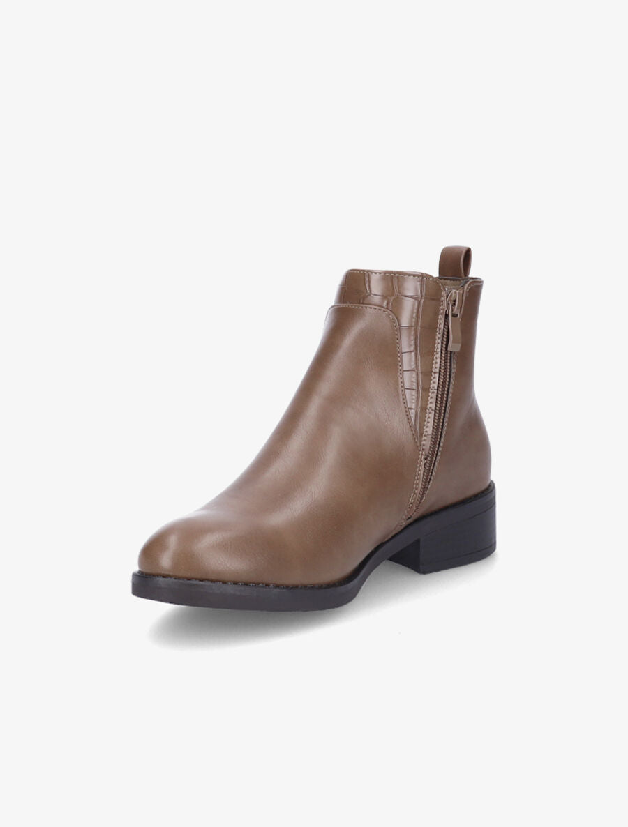 Bottines à cheville élastiquée et boucle - Taupe - 3