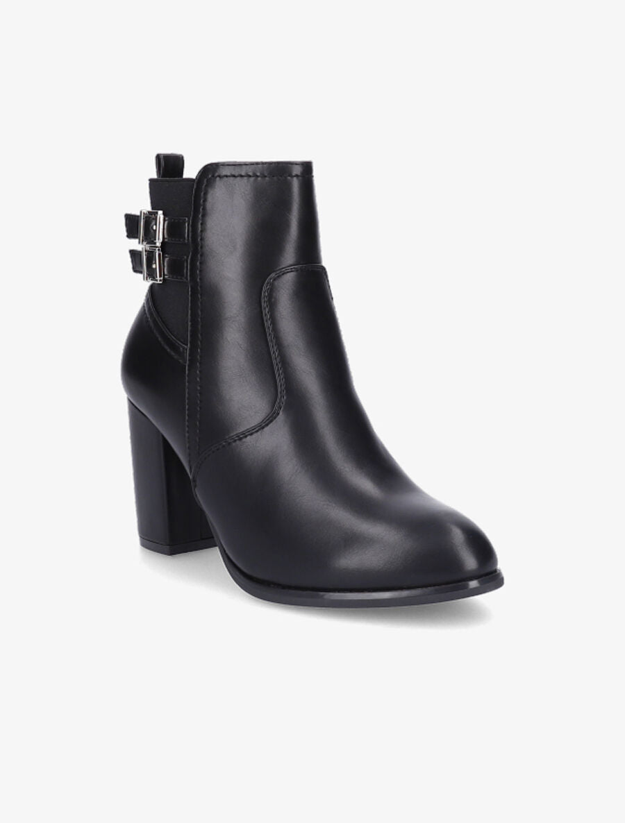 Bottines à talon et boucles en simili - Noir - 3