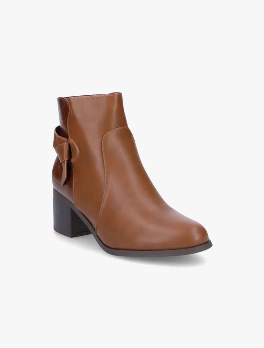 Bottines bi-matière à boucle - Camel - 2