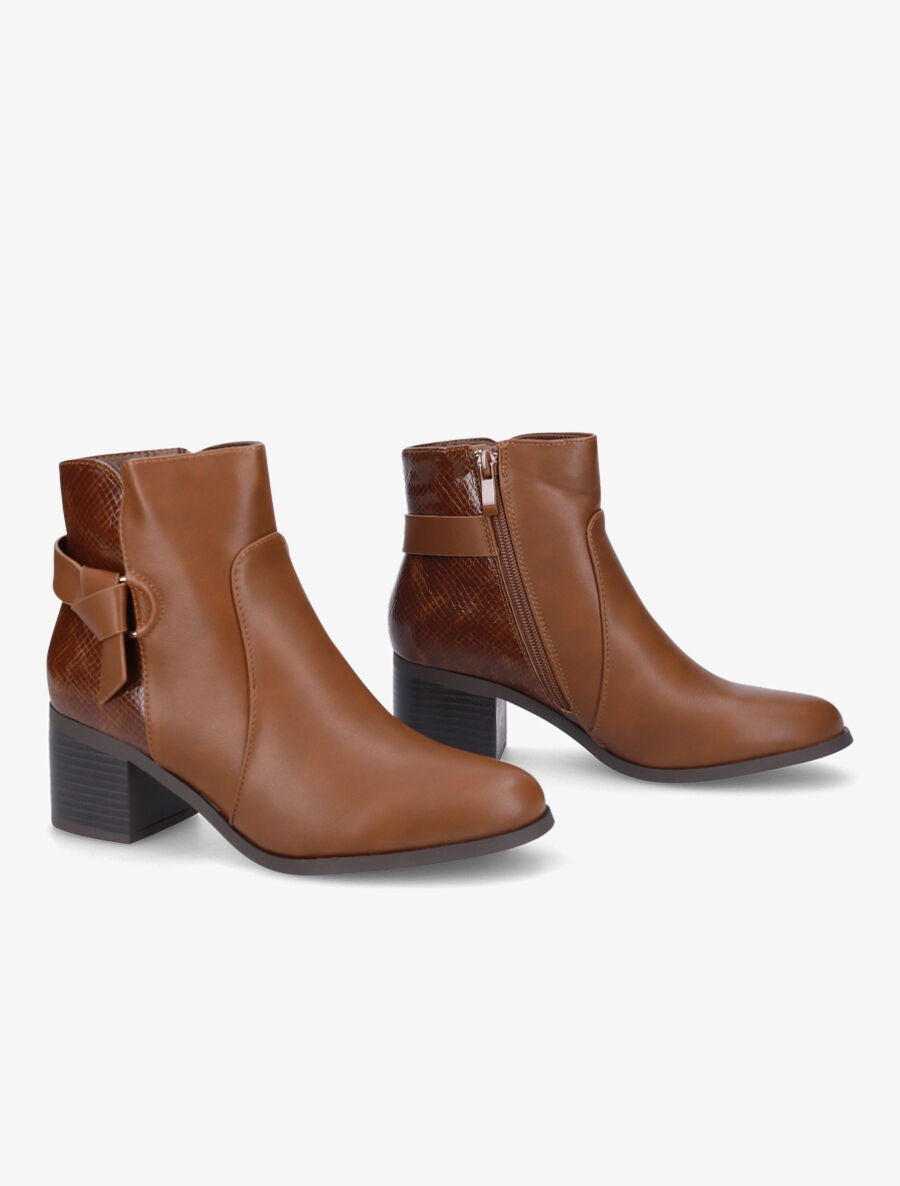 Bottines bi-matière à boucle - Camel - 4