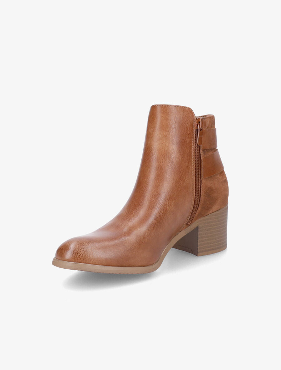 Bottines bi-matière à double boucles - Camel - 3