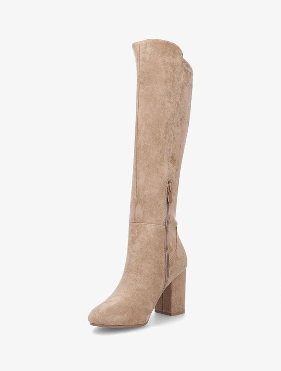 Bottes à talon en suédine - Taupe - 3