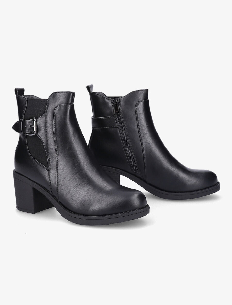 Bottines à talon et boucle - Noir - 4