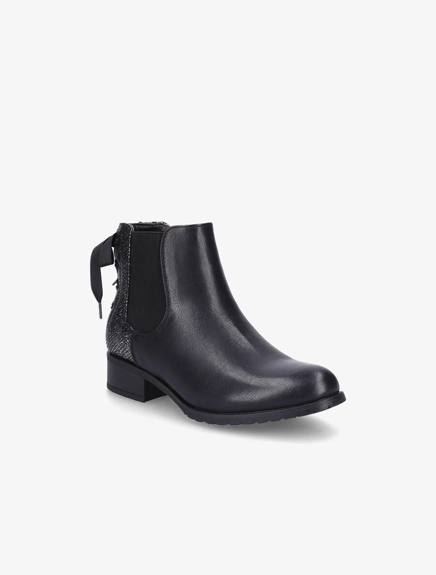 Bottines à contrefort python corseté - Noir - 2