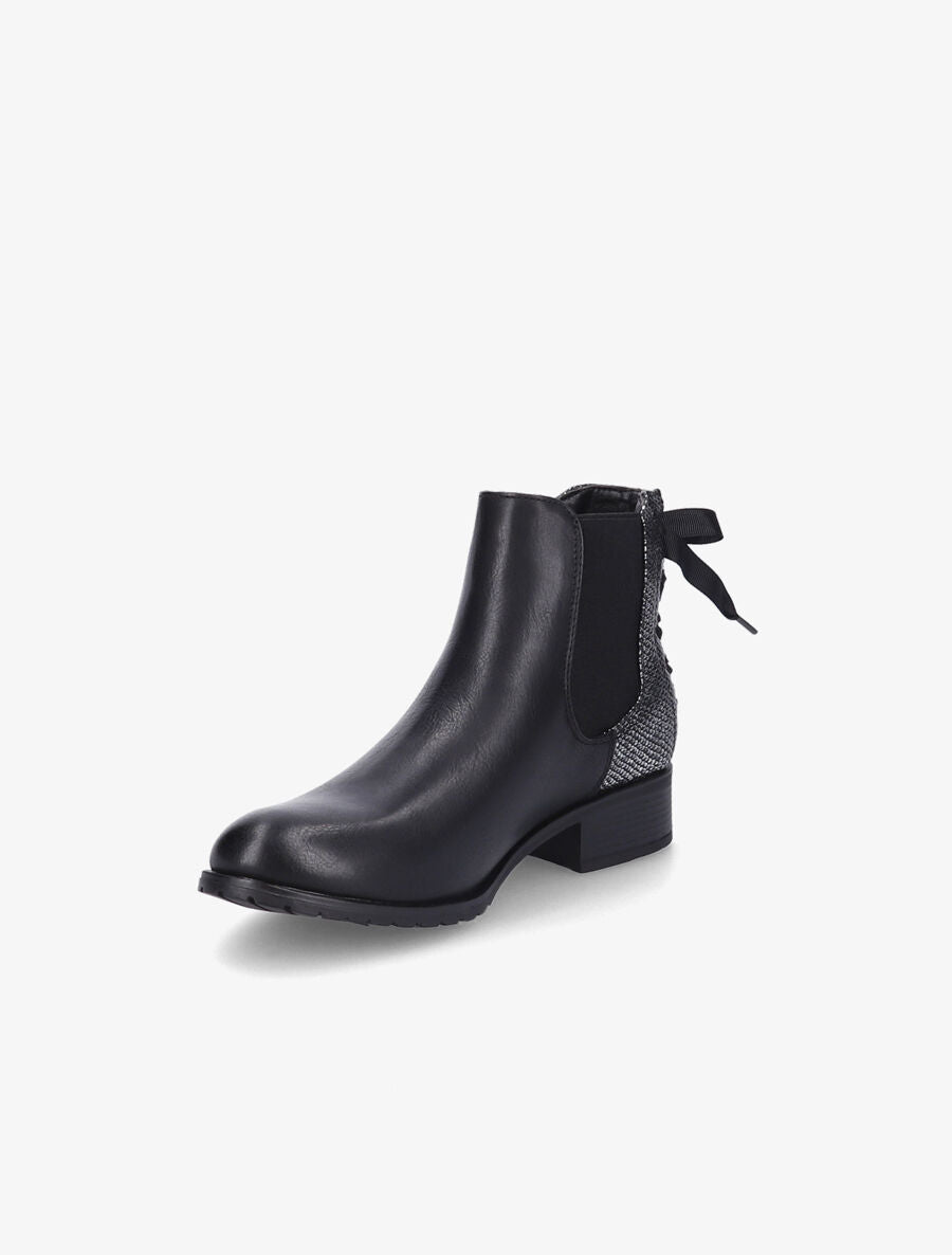 Bottines à contrefort python corseté - Noir - 3