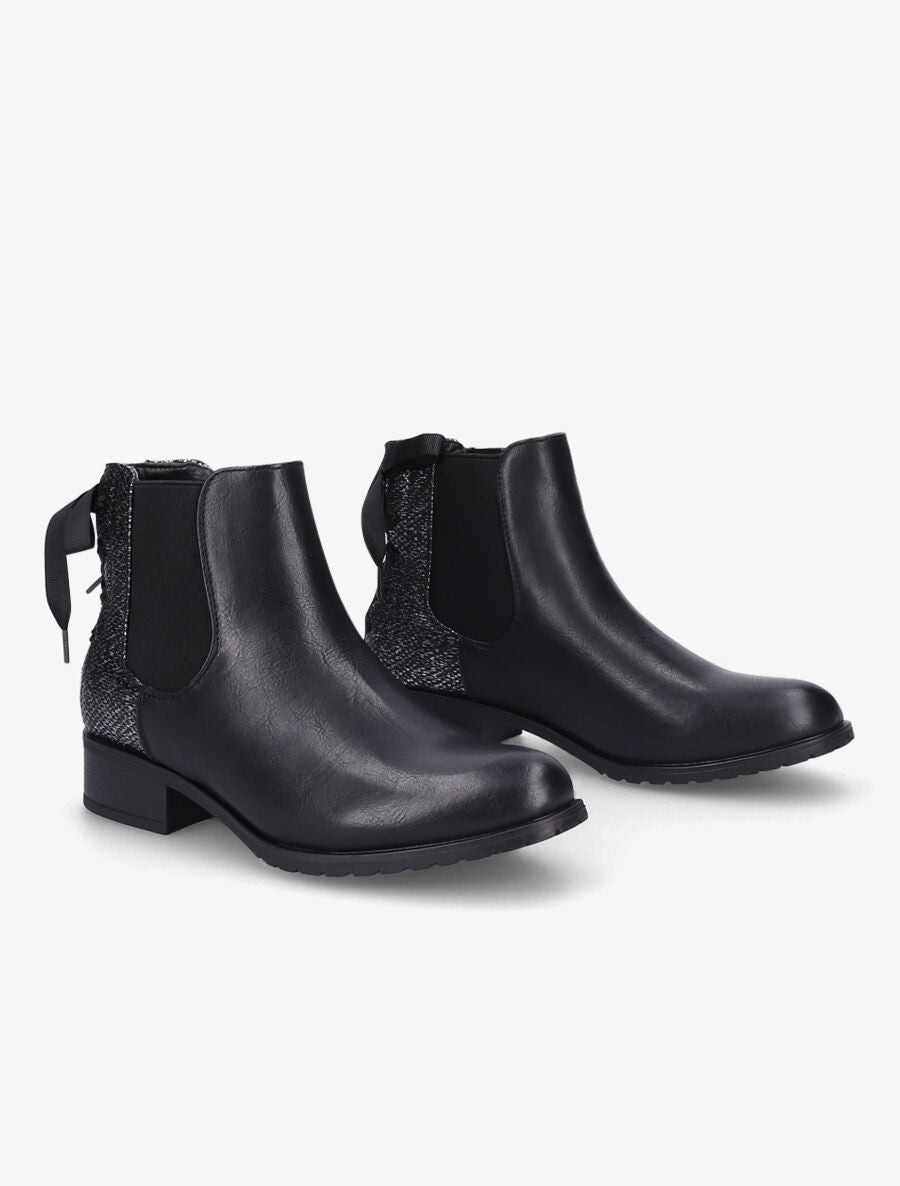 Bottines à contrefort python corseté - Noir - 4